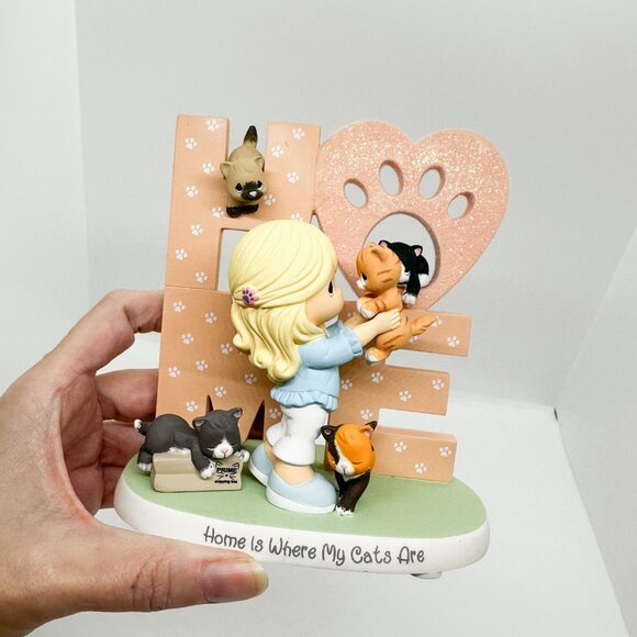 SOLD NIB Hamilton Collection Precious Moments Cat Obsessed Ceramic Figurine - Picture 3 of 7